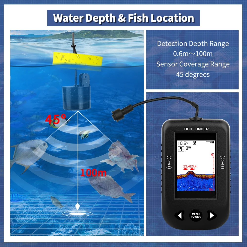 Эхолот Erchang XF03 для рыбалк – обзор и цена Fishing Depth Finder